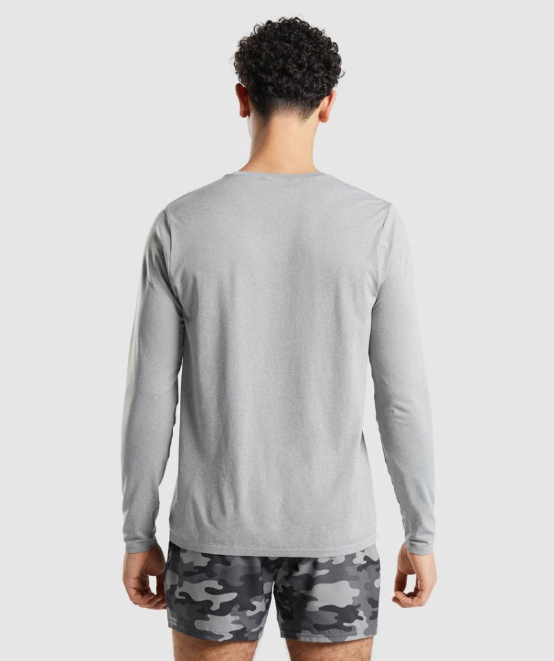 Men's Gymshark Arrival Seamless Long Sleeve T-Shirts Grey | CA NA3167